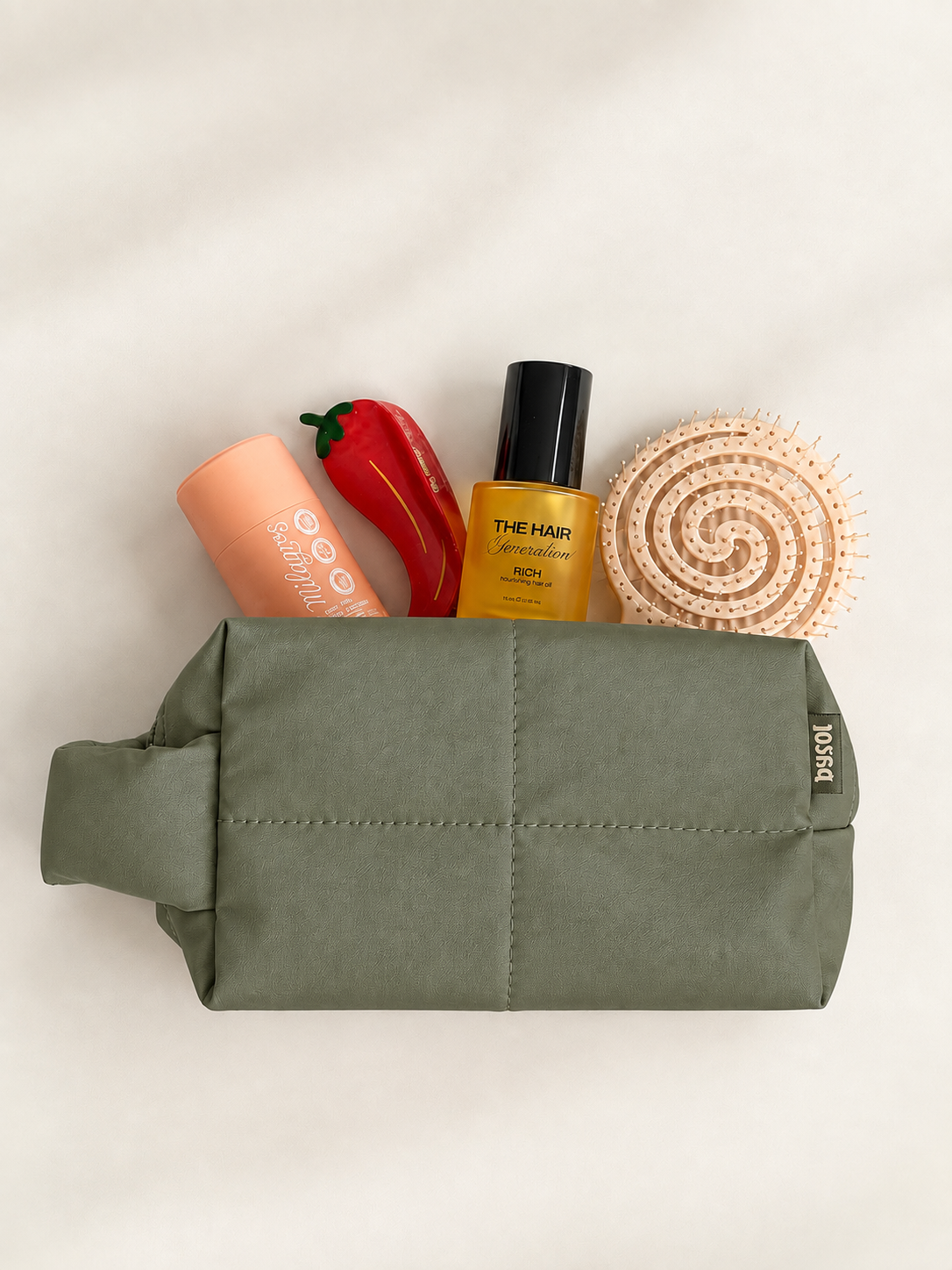 Go Bag cuerina oliva