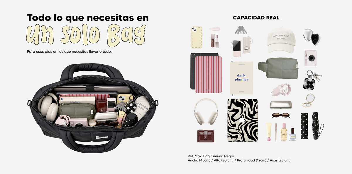Capacidad de Maxi Bag Nylon Cafe